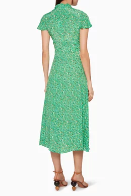 Buy WHISTLES Green Ditsy Blossom Midi Shirt Dress Online for Women Ounass Oman