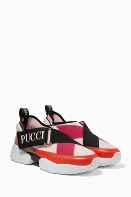 Buy Emilio Pucci Pink City Cross Neoprene & Leather Sneakers For 