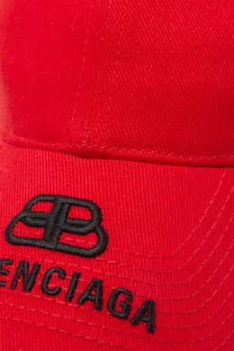 Buy Balenciaga Red BB Logo Embroidered Baseball Cap For  display picture 3