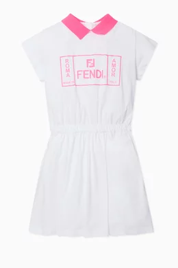 fendi roma amor jersey dress Buy Fendi White Roma Amor Logo Print Dress For Girls Online