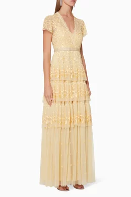 Buy Needle Thread Yellow Angelica Lace Gown For Women Online Ounass Oman