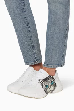 靴/バッグ gucci rhyton mystic cat Buy Gucci White Rhyton Mystic Cat Sneakers For Women Online