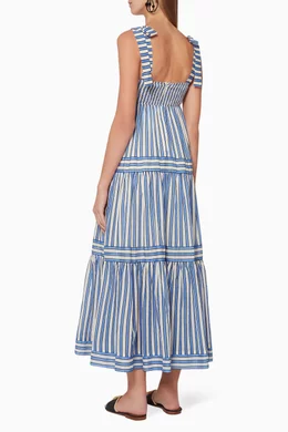 Buy Zimmermann Blue Verity Striped Tiered Dress For Women Online | Ounass  Oman