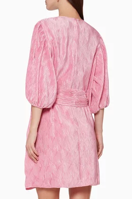 open lace back dress Ganni // Pink Jacquard Wrap Dress  VSP Consignment