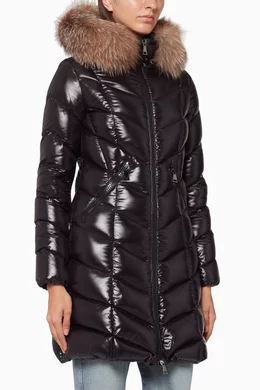 Buy Moncler Black Fulmarus Chevron-Quilt Down Coat For Women