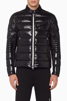 Buy Moncler Black Berriat Laque Biker Down Jacket For Men Online