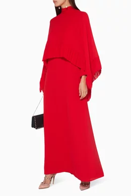 open lace back dress Valentino Iconic Midi Dress with Cape main image 1