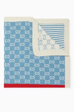 Buy Gucci Blue GG Logo Stripe Wool Blanket For Baby Boys Online Ounass Oman