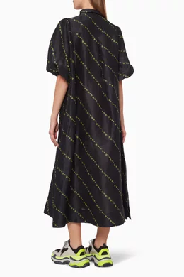 Buy Ganni Black Floral-Print Silk Linen Dress For Women Online | Ounass Oman