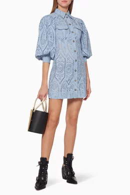 ganni broderie anglaise mini dress Broderie Anglaise Mini Dress