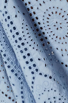 Buy Ganni Blue Broderie Anglaise Midi Dress For Women Online | Ounass Oman