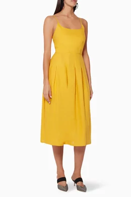 Buy WHISTLES Yellow Duffy Strappy Linen Dress For Women Online Ounass Oman