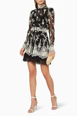 Buy Alexis Black Hilaria Embroidered Lace Dress For Women Online | Ounass  Oman