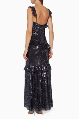 Buy Needle Thread Grey Scarlett Sequin Ruffled Gown For Women Online Ounass Oman