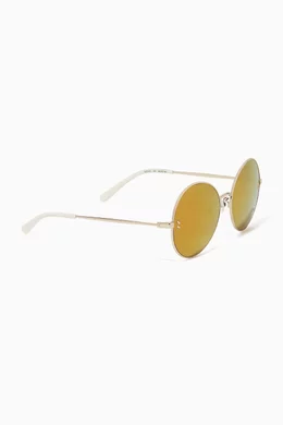 Buy Stella McCartney Gold Round Mirror Sunglasses For Girls  display picture 2
