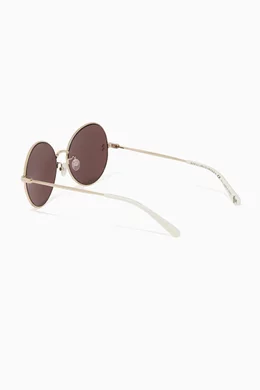 Buy Stella McCartney Gold Round Mirror Sunglasses For Girls  display picture 1