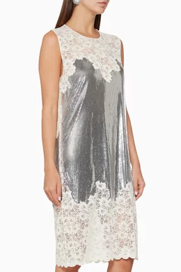 Buy Rabanne Silver Metal Mesh & Lace Midi Dress For Women Online | Ounass  Oman