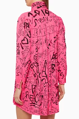 balenciaga pink graffiti dress Buy Balenciaga Pink Graffiti Print Pleated Dress For Women Online