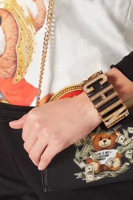 Buy Moschino Black Logo Letters Leather Bracelet For Women Online Ounass Oman