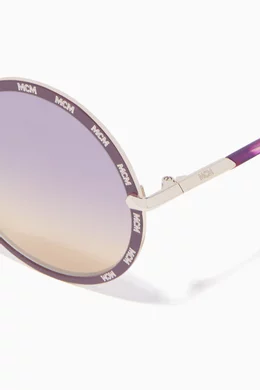 Buy MCM Gold Logo-Print Round Acetate Sunglasses For UNISEX  display picture 2
