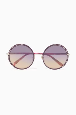 Buy MCM Gold Logo-Print Round Acetate Sunglasses For UNISEX  display picture 3