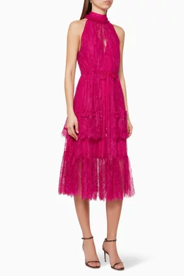 alexis purple lace dress Alexis Deep Plum Floral Lace Ruffle V-Neck Tiered Long-Sleeve Mini Dress