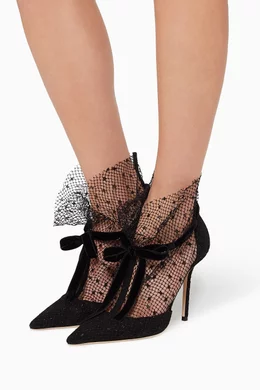 Buy Jimmy Choo Black Fira 100 Polka Dot Mesh Suede Pumps For Women Online Ounass Oman