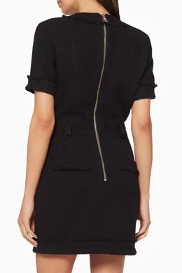 Buy Balmain Black Button-Embellished Tweed Mini Dress For Women Online |  Ounass Oman