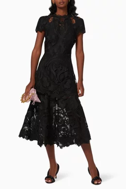 Buy Simkhai Black Midi Dress in Guipure Lace For Women Online | Ounass Oman
