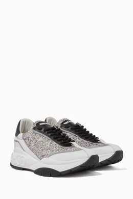 Buy Jimmy Choo Metallic Raine Leather Coarse Glitter Sneakers