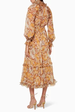 knee length dresses for ladies Zimmermann Super Eight Midi Dress – Rent with Iz