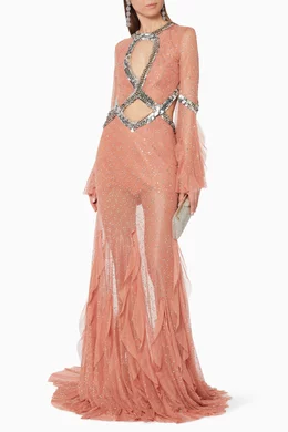 raisa vanessa pink dress Pink Chiffon Mini Dress with Round Sequins  RAISA VANESSA INT