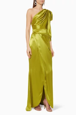 talbot runhof one shoulder dresses One-Shoulder Long Dress