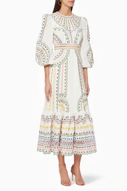 peggy embroidered dress Zimmermann Peggy Embroidered Trim Short Dress in Ivory