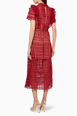self portrait heart lace midi dress self-portrait - White Lace Embellished Midi Dress