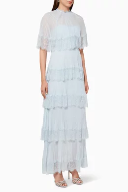 self portrait blue chiffon maxi dress Imani Ponte Dress - / Navy Pinstripe- Size2XS main image 1