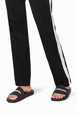 Balenciaga Black Slide Sandals with White 3D Logo Balenciaga Pool Slides 3D BB Logo White Black Men main image 2