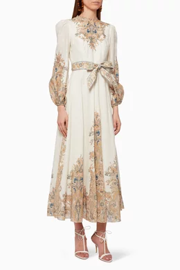 green emerald velvet dress Zimmermann Freja Shirred Long Dress Jadore Paisley