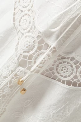 zimmermann bonita crochet dress Zimmermann Bonita Crochet-Paneled Embroidered Linen And Cotton-Blend Midi  Dress Size In Off-White - 37% Off