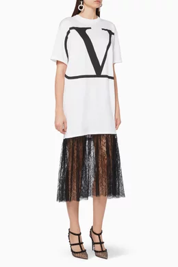 Buy Valentino Garavani White Lace Trimmed T Shirt Dress For Women Online Ounass Oman