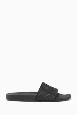 Buy Gucci Black GG Matelassé Rubber Slides For Men Online Ounass