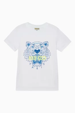 Buy KENZO KIDS White Neon Tiger Logo T Shirt For Boys Online Ounass Oman