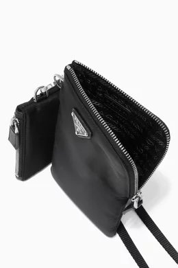 Buy Prada Black Triangle Logo Neck Pouch in Nylon For Men Online Ounass Oman