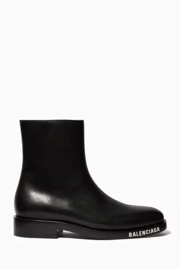 Buy Balenciaga Black Logo Sole Leather Chelsea Boots For Men Online Ounass Oman