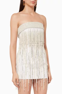 Buy The Attico White Beaded Mini Dress For Women Online
