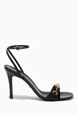 Buy Gucci Black Horsebit Chain Leather Sandals For Women Online
