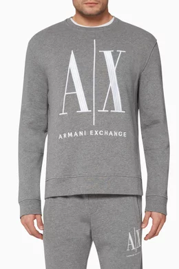 Buy Armani Exchange Grey Icon Logo Print Sweatshirt For Men Online