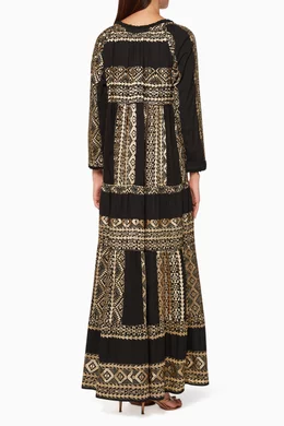 Buy Greek Archaic Kori Black Embroidered Tiered Dress For Women Online |  Ounass Oman
