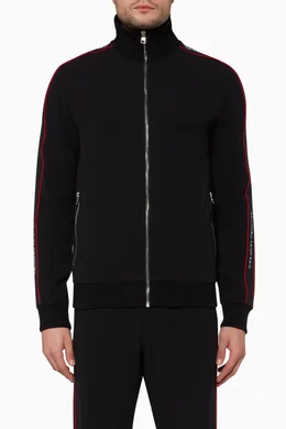 Buy Alexander McQueen Black Jacquard Logo Tape Track Jacket For Men Online Ounass Oman