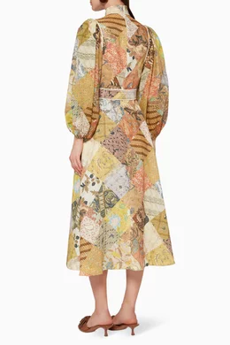 knee length dresses for ladies Zimmermann - Chintz Wrap Midi Dress (Size 12) – Goldie's main image 0